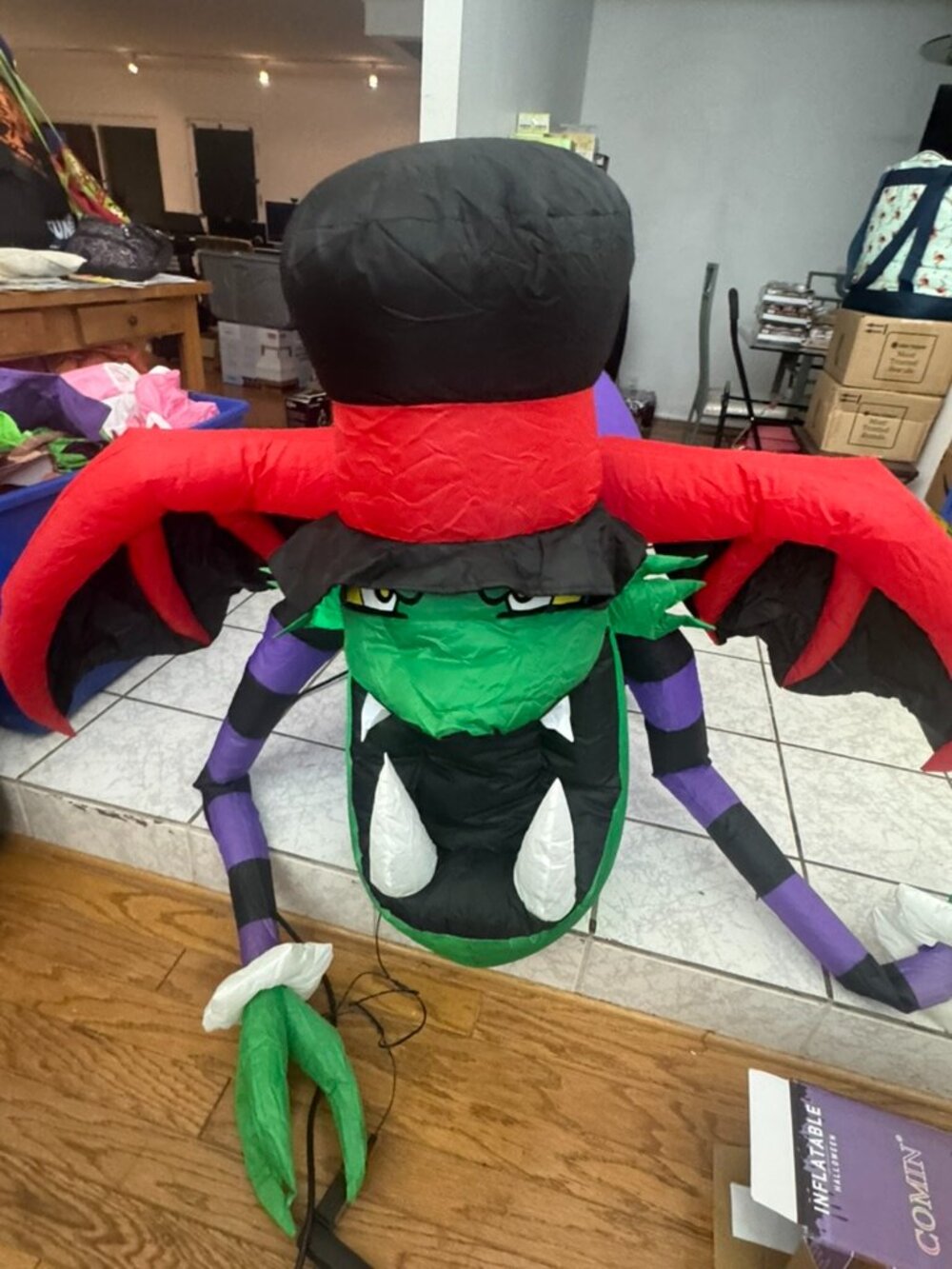 5.4ft GOOSH Hanging Halloween Inflatable Flying Green Goblin Monster